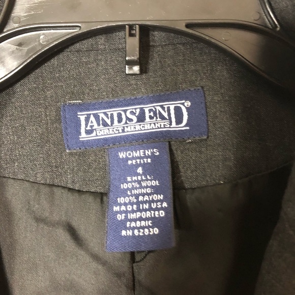 Lands End 100% Wool Gray Blazer 4P Petite Women’s - Picture 4 of 7